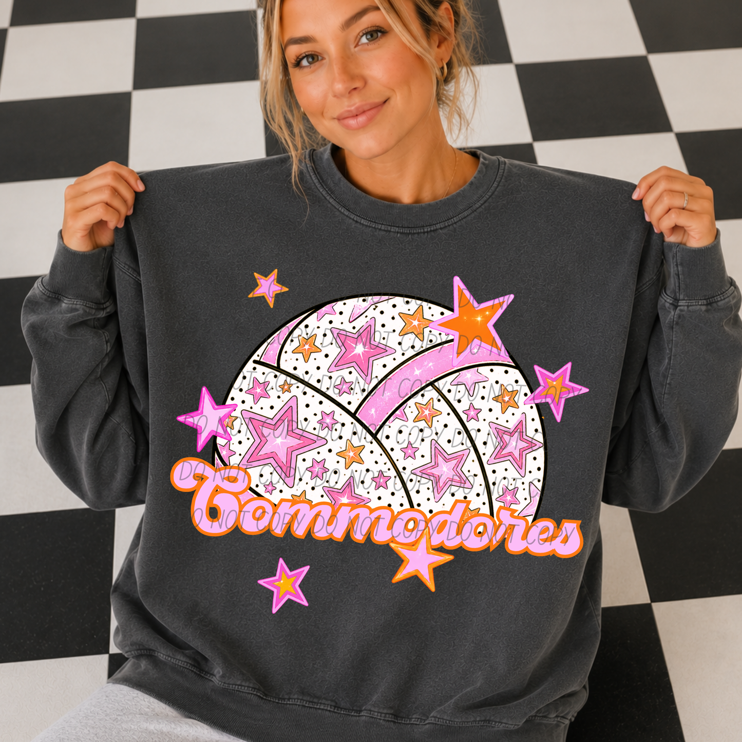 Volleyball Pink Orange Stars Mascot (Dropdown)- DTF&UV