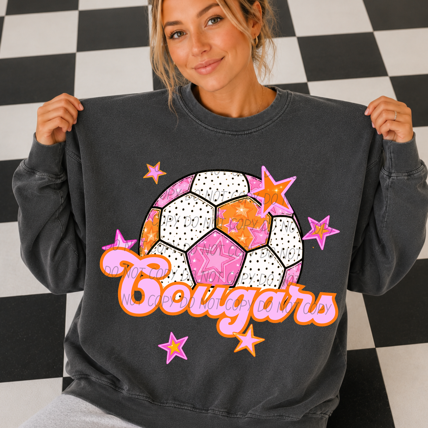 Soccer Pink Orange Stars Mascot (Dropdown)- DTF&UV