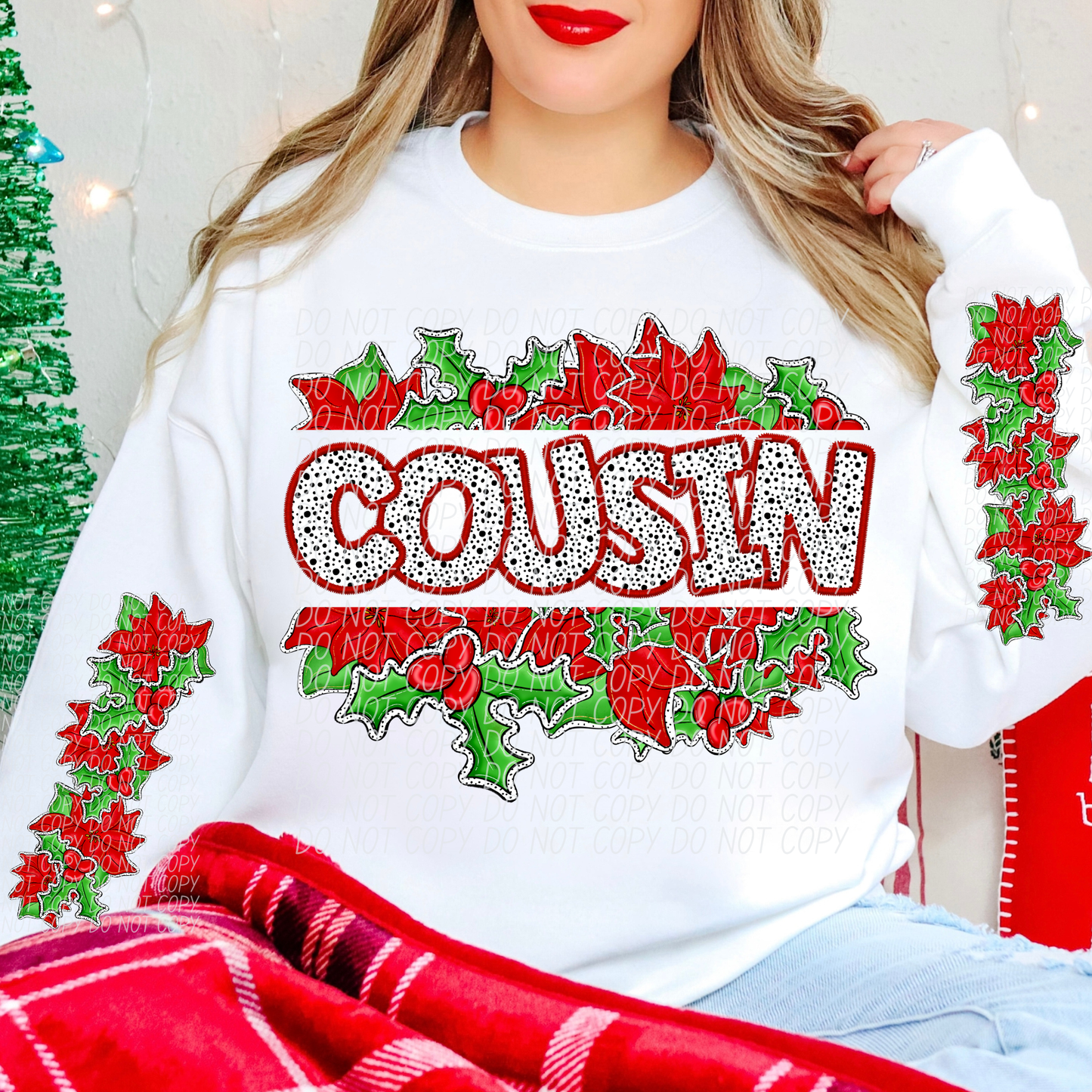 Split Holly Names & ONE Sleeve (dropdown)-DTF&UV