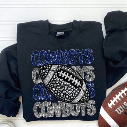 Football Stacked Mascots faux sequin (ALL MASCOTS LISTED IN THIS LISTING-DROPDOWN)-DTF