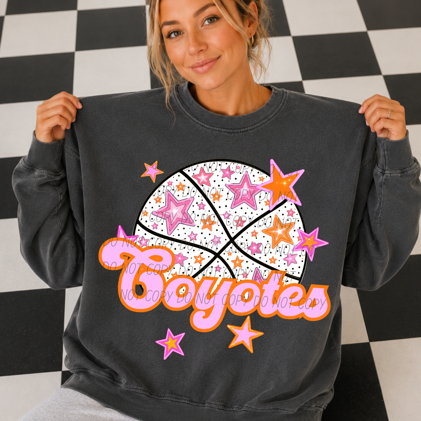 Basketball Pink Orange Stars Mascot (Dropdown)- DTF&UV