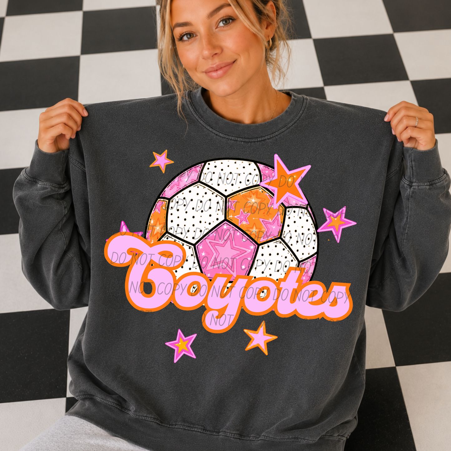 Soccer Pink Orange Stars Mascot (Dropdown)- DTF&UV