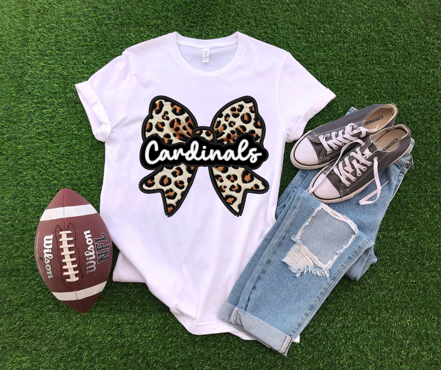 Cardinals leopard bow-DTF