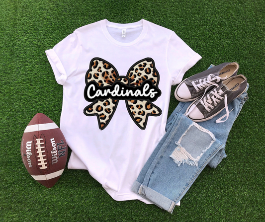 Cardinals leopard bow-DTF