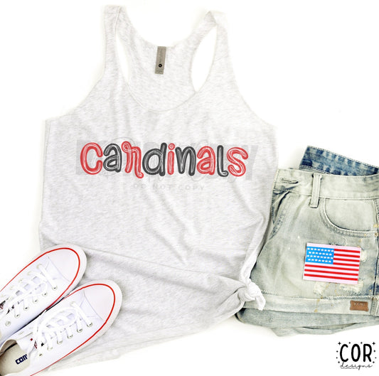 Cardinals Red & Black & Wht - DTF