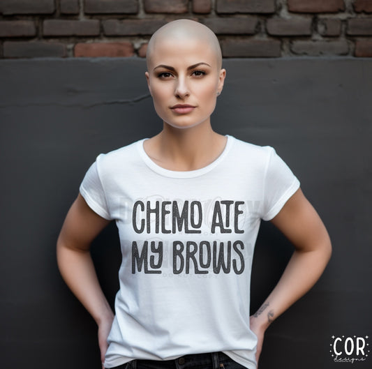Chemo Ate My Brows Distressed Blk - DTF