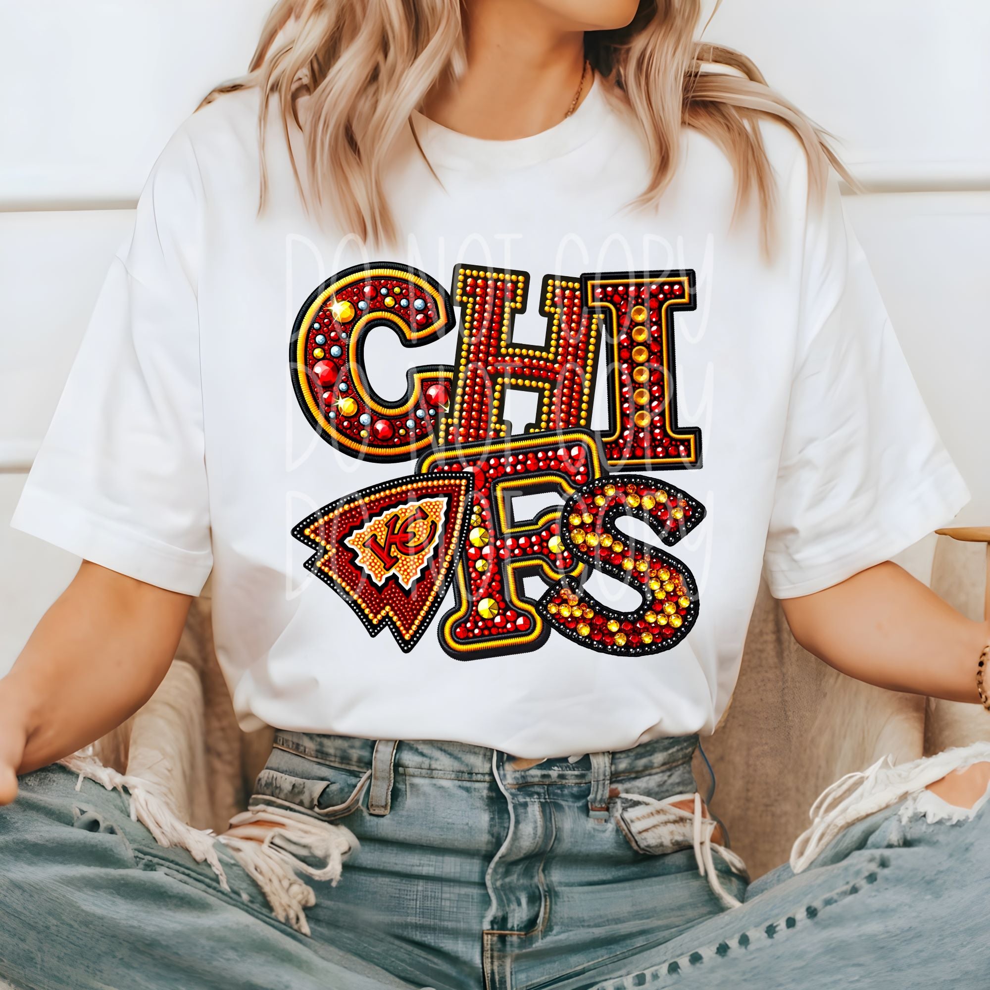 Custom Rhinestone Chiefs Chiefs faux Rhinestone-DTF – ABIDesignstore