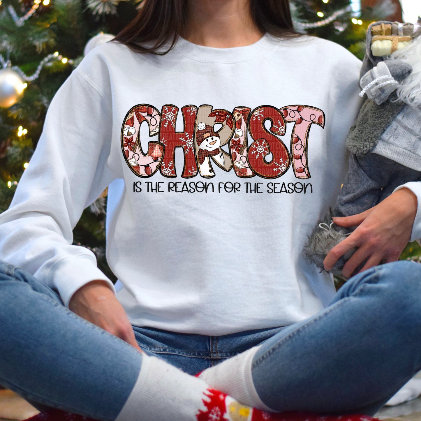 Christ is the reason faux glitter outline-DTF&UV