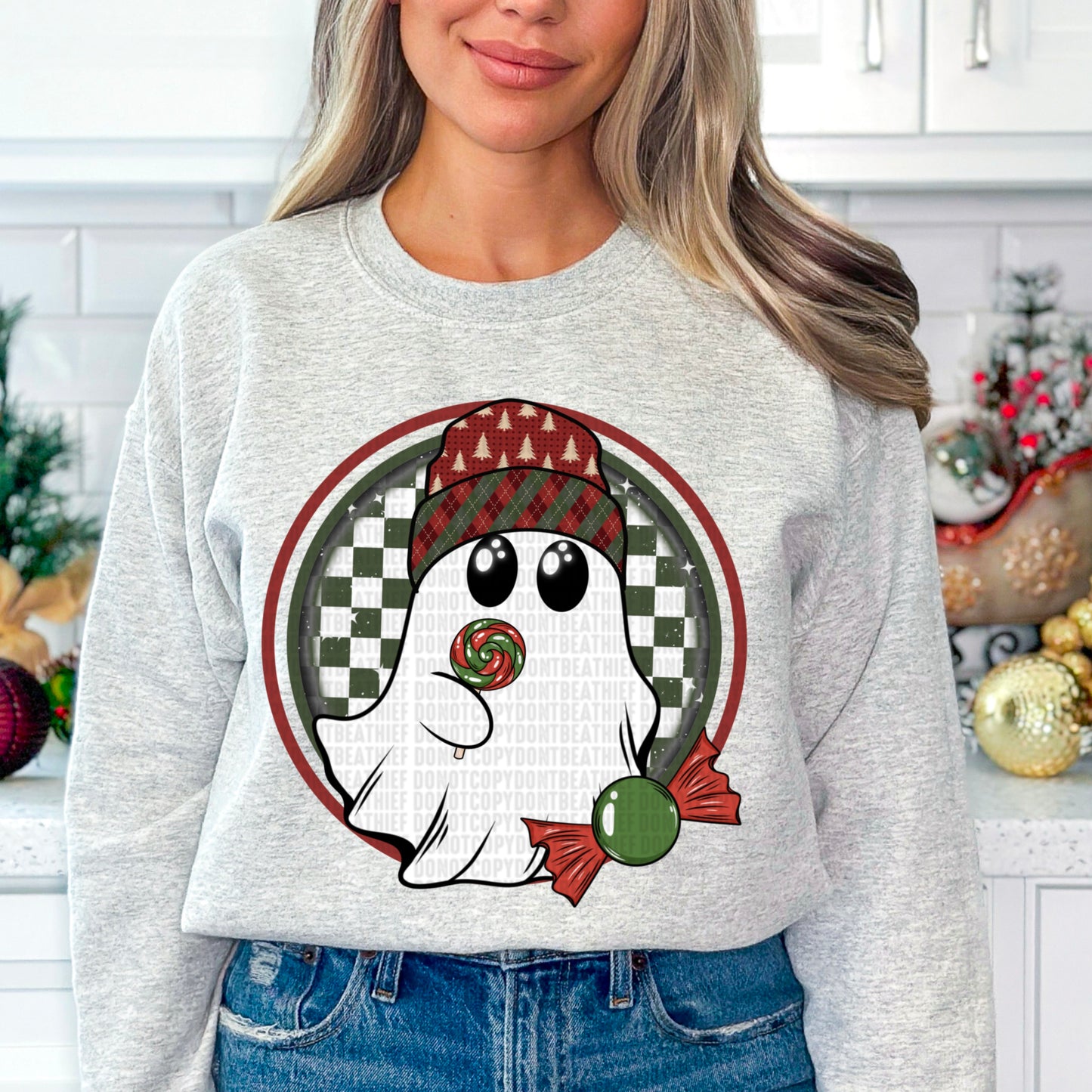 Christmas Ghost Checkered-DTF