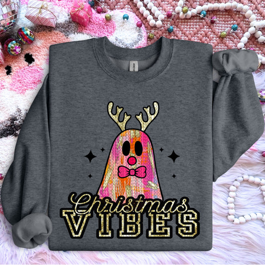 Christmas vibes ghost reindeer-DTF