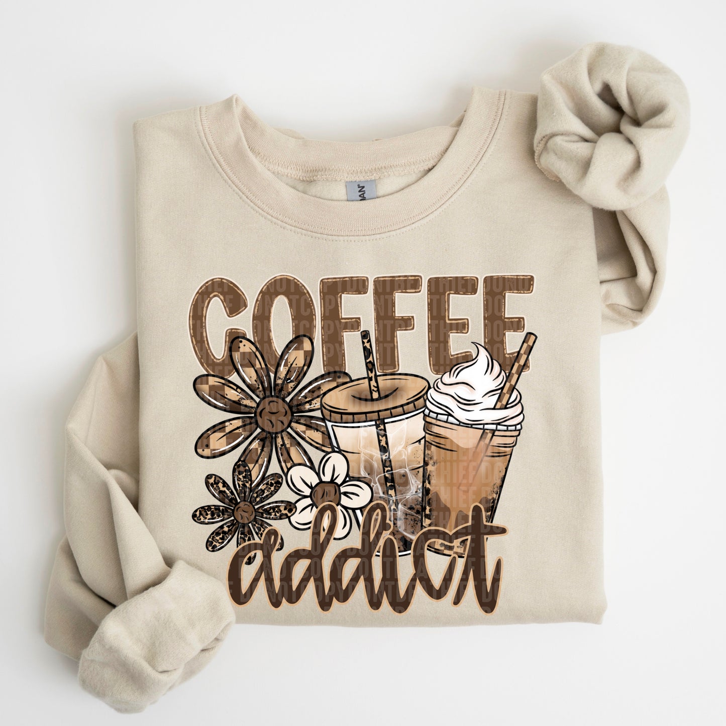 Coffee Addict leopard flower- DTF&UV