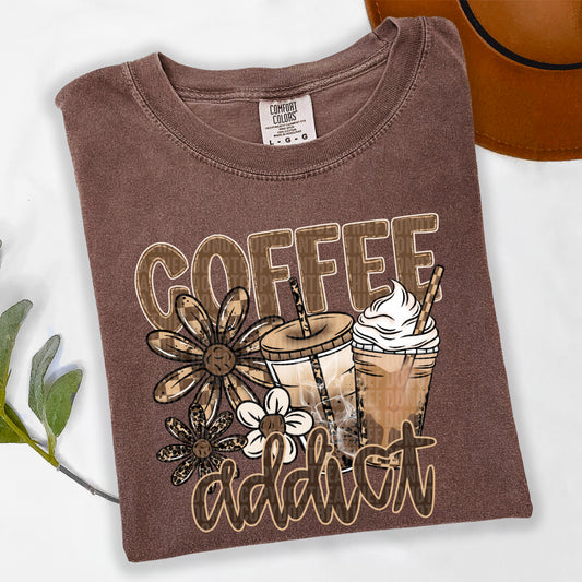 Coffee Addict leopard flower- DTF&UV