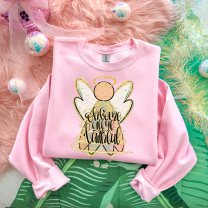 Oh Come all ye faithful Angel faux glitter -DTF&UV