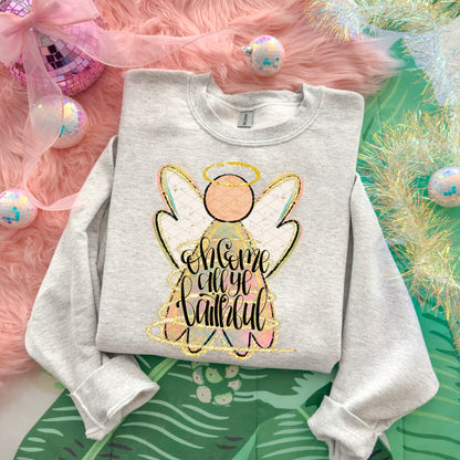 Oh Come all ye faithful Angel faux glitter -DTF&UV
