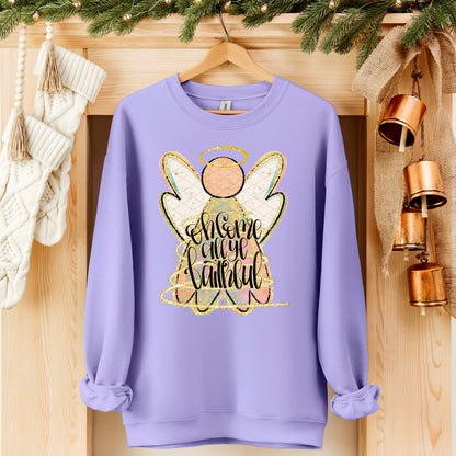 Oh Come all ye faithful Angel faux glitter -DTF&UV