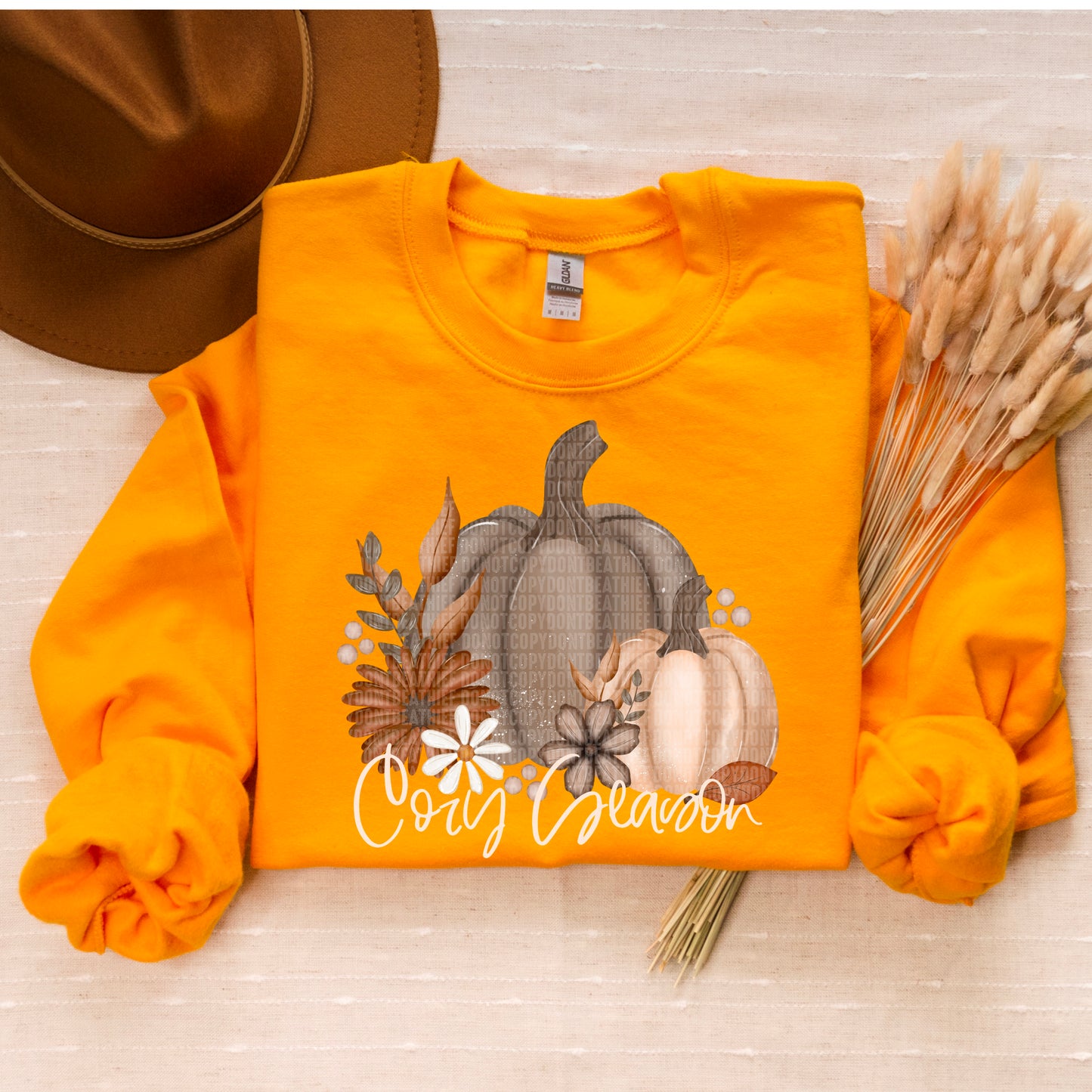 Cozy Season brown peach pumpkins-DTF