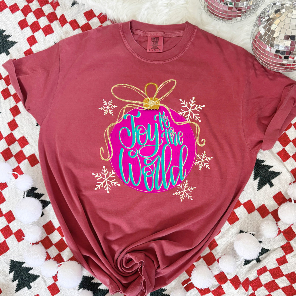 Joy to the world pink ornament-DTF