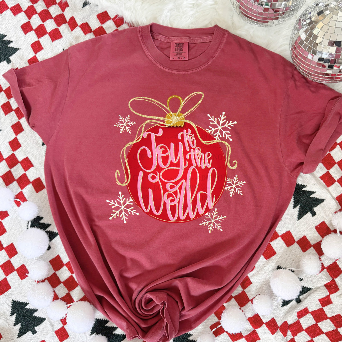 Joy to the world red ornament-DTF