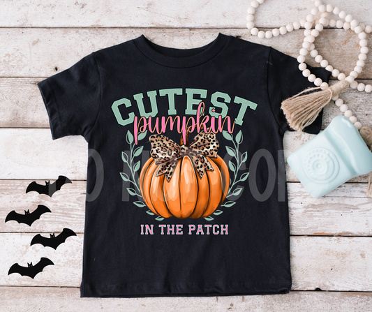 Cutest Pumpkin in the patch green pink writing-DTF