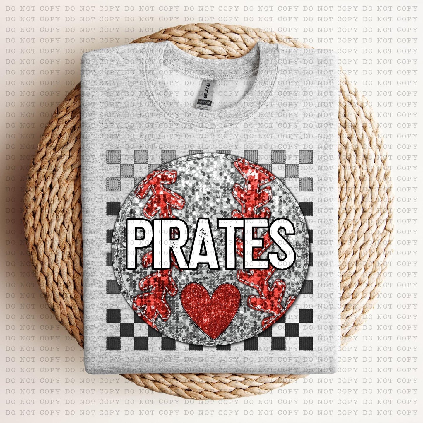 Baseball Mascots Faux Embroidery Checkered Sequins -DTF