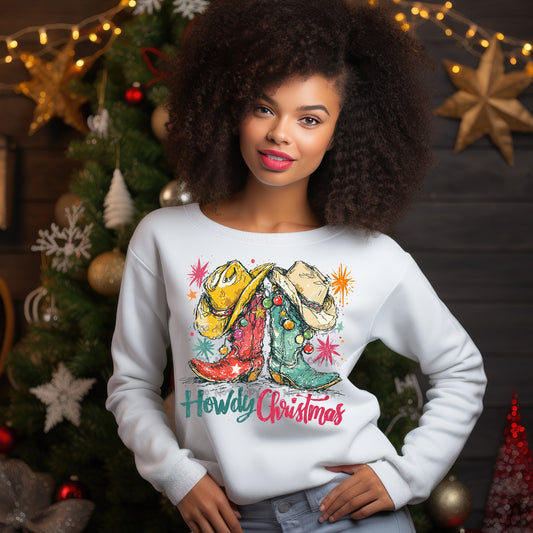 Howdy Christmas red and green Boots -DTF&UV