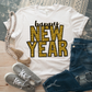 Happy New Year Gold Faux Embroidery Sequin DTF