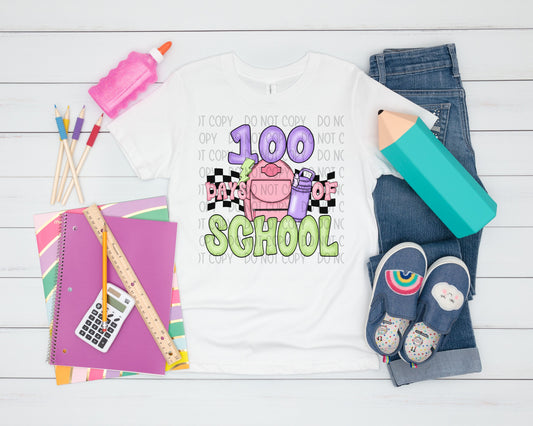 100 Days Of School Pastel Checkered -DTF