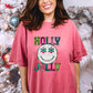 Holly Jolly Snowflake Happy Face Faux Sequin -DTF