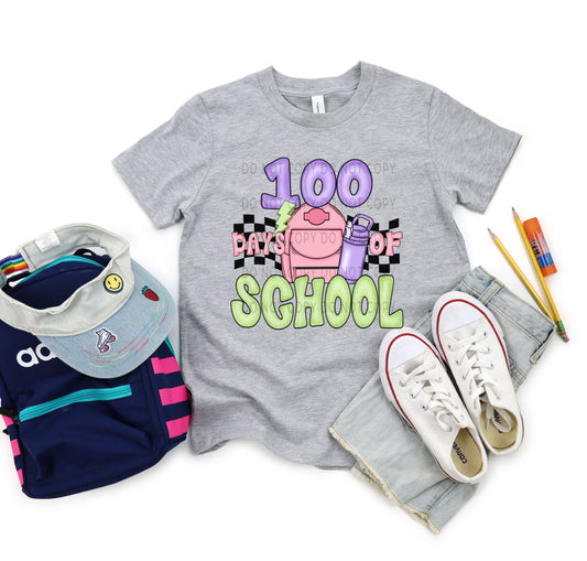 100 Days Of School Pastel Checkered - DTF