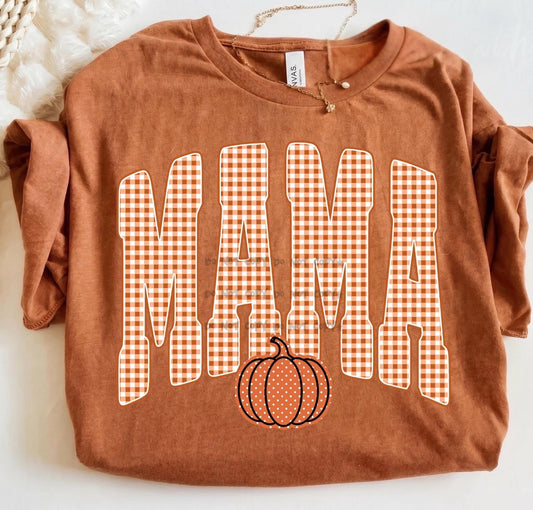 Mama gingham with pumpkin-DTF&UV