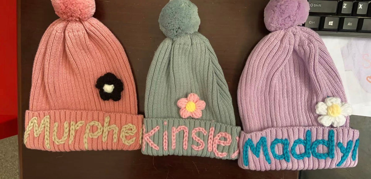 Hand Embroidered Name Beanie-Pre Order