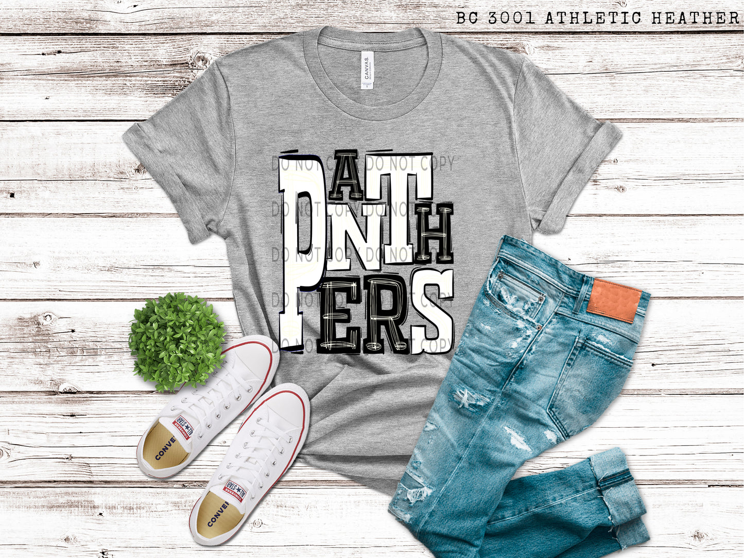 Panthers Black White sporty mascot - DTF