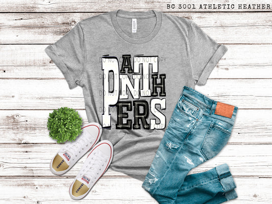 Panthers Black White sporty mascot - DTF