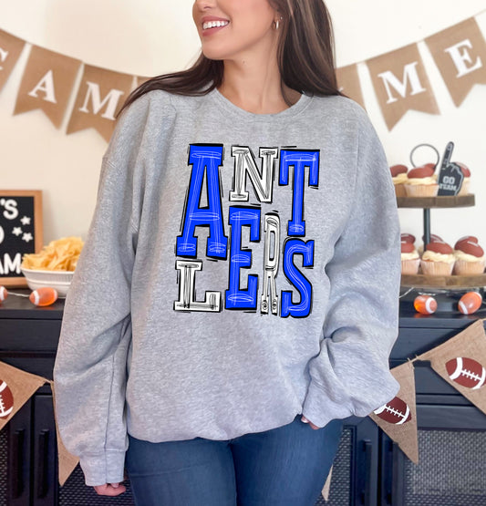 Antlers Blue and White - DTF