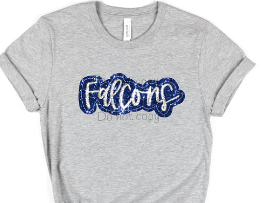 Falcons blue silver sequin-DTF