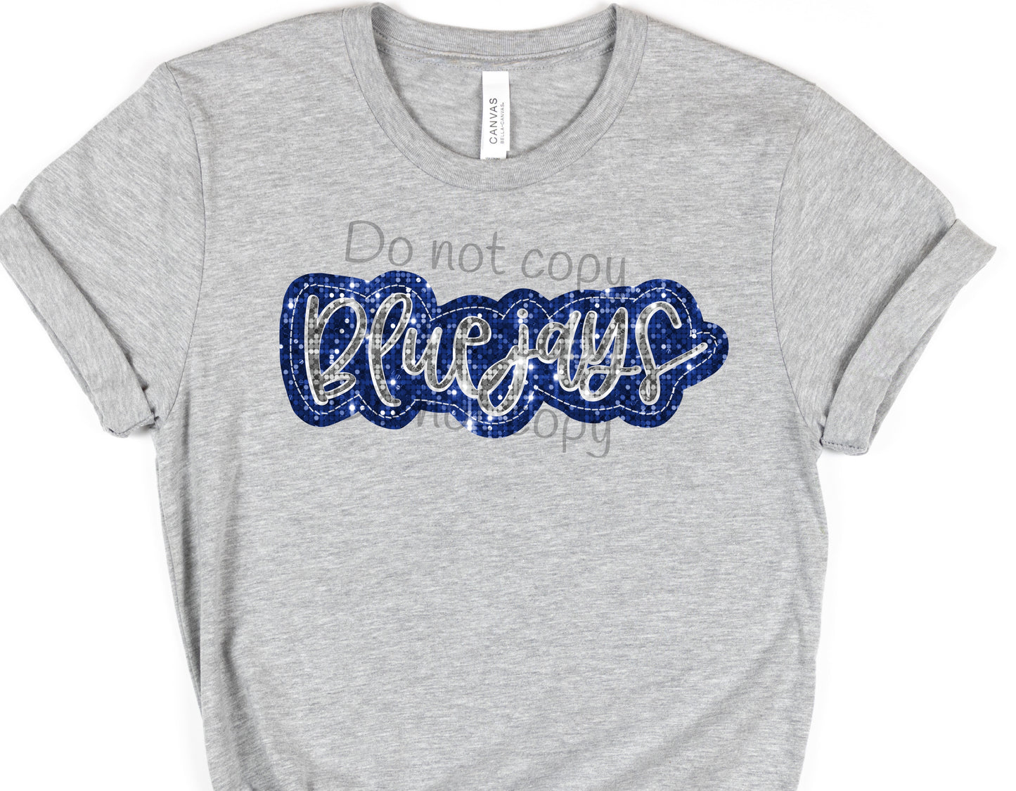 Bluejays silver blue sequin-DTF