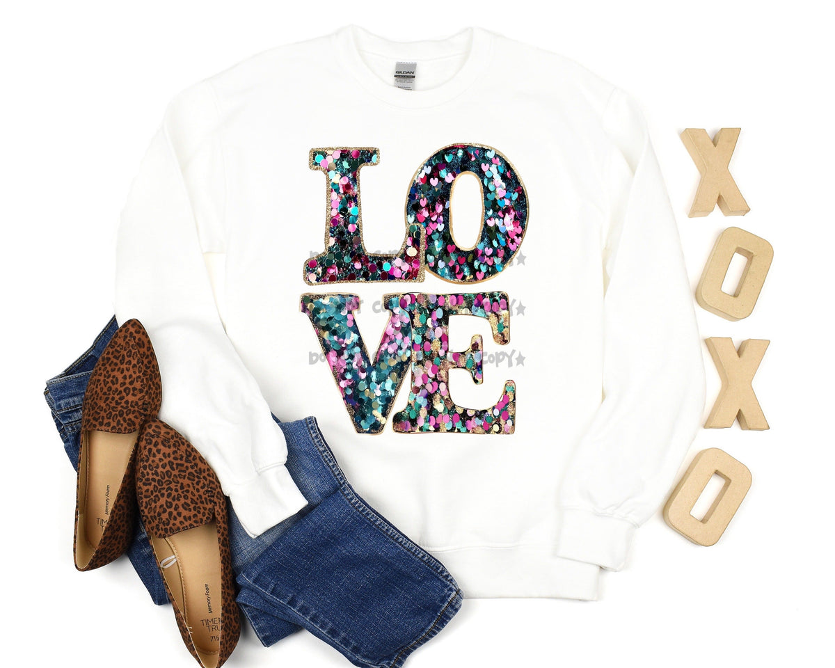 Love multi color faux sequin-DTF
