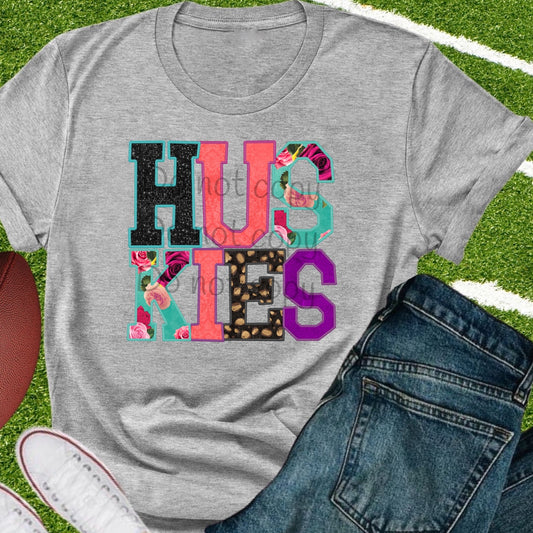 Huskies faux appliqué words-DTF