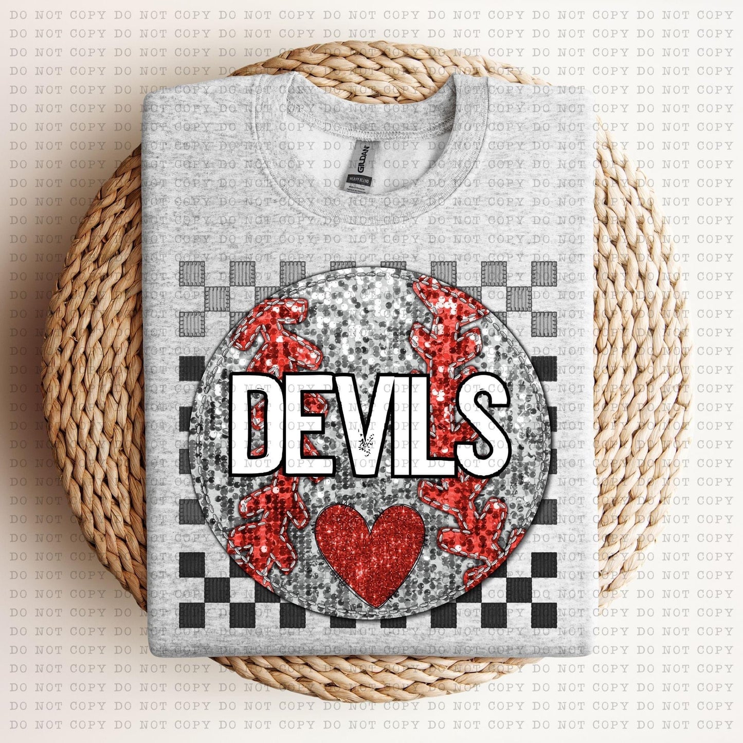 Baseball Mascots Faux Embroidery Checkered Sequins -DTF