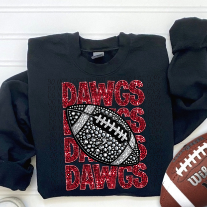 Football Stacked Mascots faux sequin (ALL MASCOTS LISTED IN THIS LISTING-DROPDOWN)-DTF
