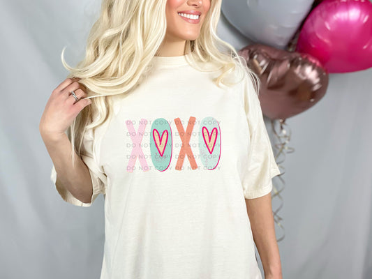 XOXO Pastel With Hearts DTF