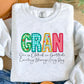 Gran She Is Clothed In Gratitude Counting Blessings Every Day Faux Embroidery DTF