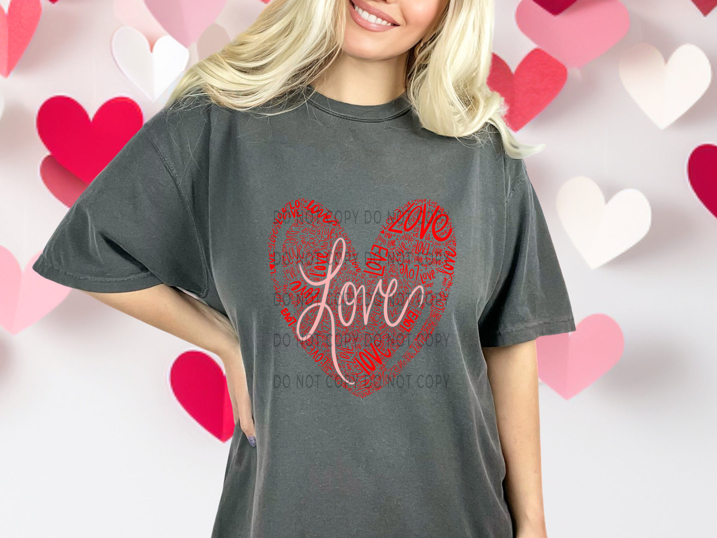 Love Heart Repeated Pink DTF