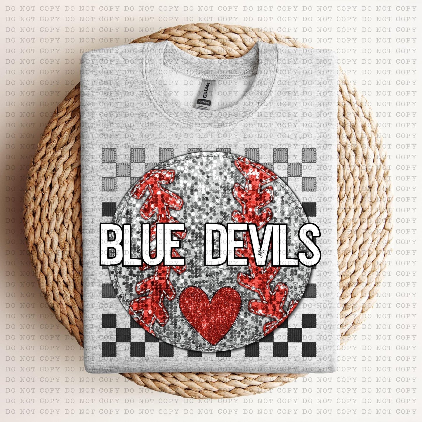 Baseball Mascots Faux Embroidery Checkered Sequins -DTF