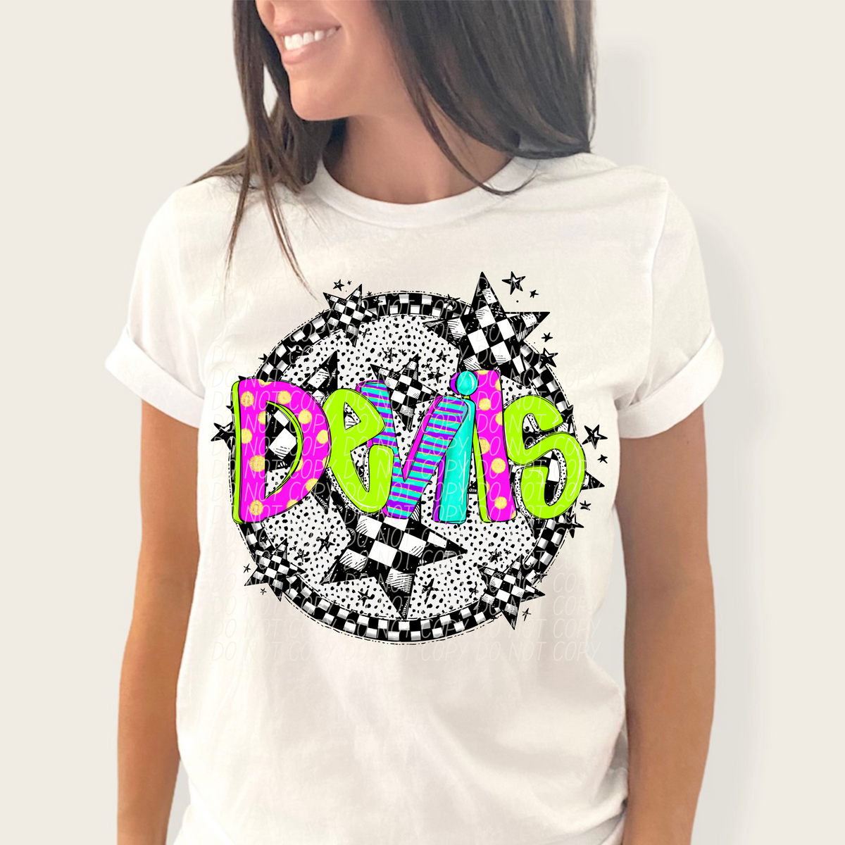 Neon checker Mascots(Dropdown)-DTF