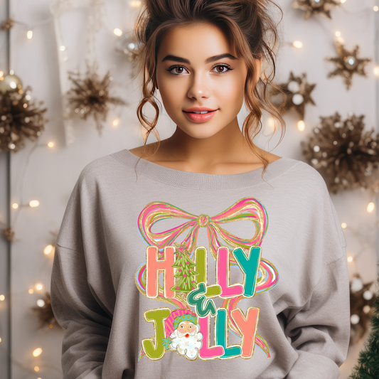 Holly Jolly multi color w/Bow-DTF&UV