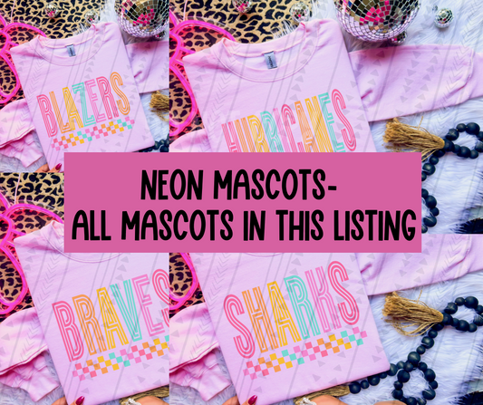 Colorful Mascots (drop down ALL NEON MASCOTS)-DTF