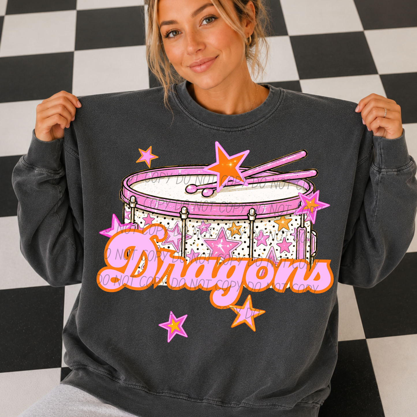 Band Pink Orange Stars Mascot (Dropdown)- DTF&UV