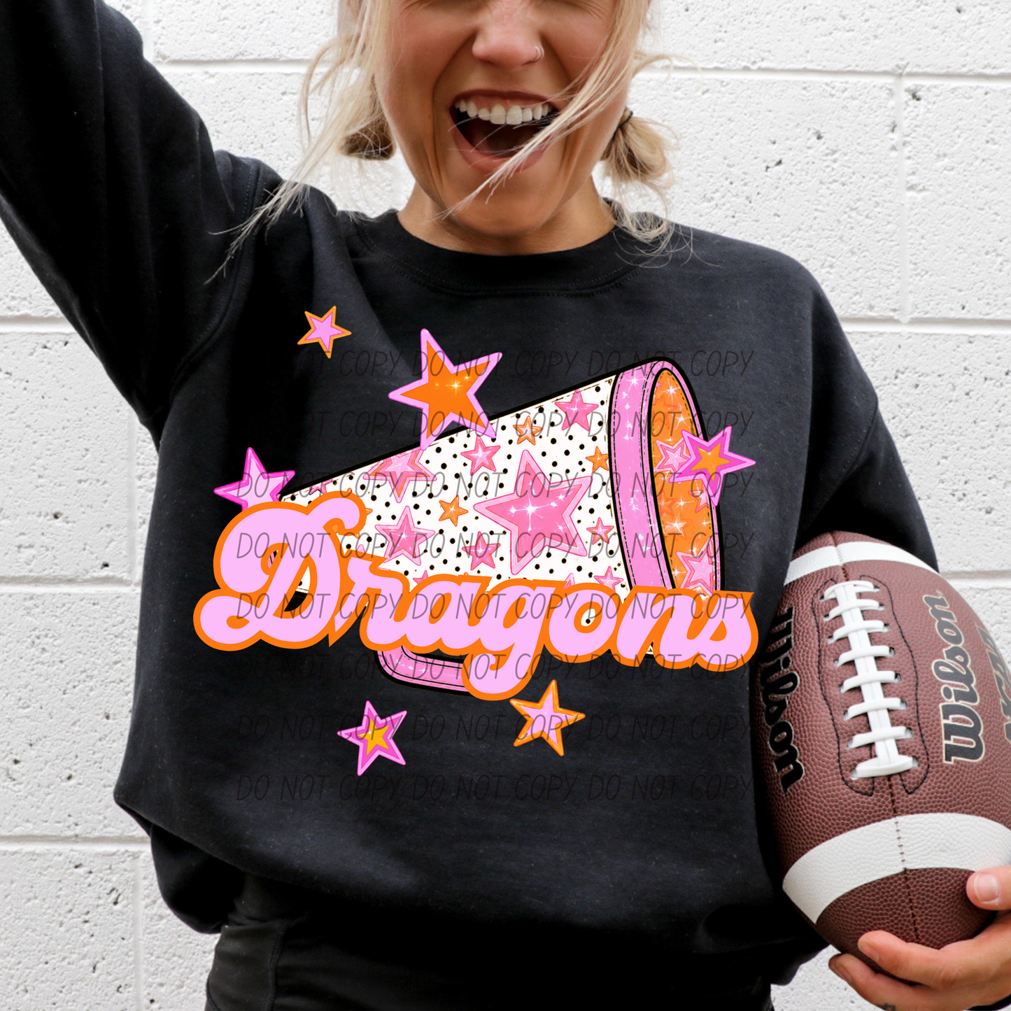 CHEER Pink Orange Stars Mascot (Dropdown)- DTF&UV