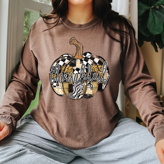Pumpkin thankful faux patch -DTF&UV